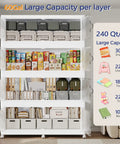 Front view of Big Ol 960 Quart Extra Large Stackable Storage Bins With Lid 4 Tier 240 Gallon Plastic Closet Organizer With Wheels And Clear Doors For Home Kitchen And Office White 4 Pack filled with household items.