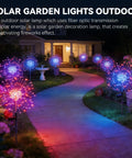 Outdoor Solar Garden Lights Waterproof 200 LED Twinkling Firework String Lights illuminating a pathway at night with 8 modes