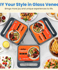 Royalcraft 3-In-1 Electric Sandwich Maker Waffle Grill And Panini Press With Non-Stick Removable Plates 1000W Power Blue Design on countertop.
