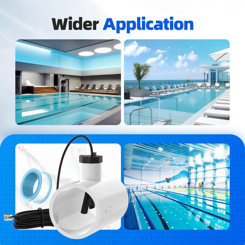 Flow Switch GLX-FLO-RP For Hayward Goldline Aquarite Salt System Pool Flow Sensor With Tee And 15ft Cable Aqua Rite Compatible Salt Cell Assembly For Easy DIY Pool Upgrades, with tee and cable