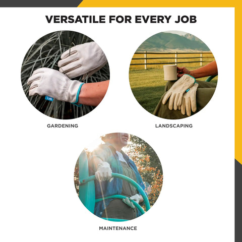 Women’s Water-Resistant Leather Work Gloves With Puncture Resistance in gardening, landscaping, maintenance use
