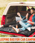 Two Person Sleeping Bag With Pillows, XL Queen Size All Season Double Sleeping Bag For Camping, Hiking, And Backpacking in truck bed