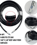 Coiled Pro Grade Heavy Duty Drain Sewer Jetter Kit For Pressure Washers With 50 Foot Hose And Four Thousand Psi with adapter close-up