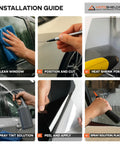 Installation guide for Premium Nano Ceramic Car Window Tint Roll 35 Percent VLT showing the step-by-step process.