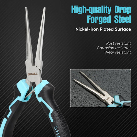 Long Reach 6 Inch Needle Nose Pliers With Comfort Grip Handles And Non Serrated Drop Forged Steel Jaws Built For Jewelry Making Wire Wrapping Crafts And Electronic Repair, 6-inch pliers close-up