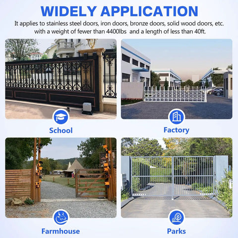 Various gate types suitable for Heavy Duty 4400lb Automatic Sliding Gate Opener Kit With APP Control 750W Motor Remote Kit