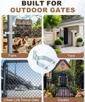 Heavy Duty Galvanized Steel Chain Link Gate Male Hinges With Five Eighths Pin For Two Three Eight Od Pipe shown in outdoor settings.