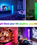 Lit 52 Inch Slim Modern Floor Lamp With RGB Color Changing Tyvek Fabric Shade Dimmable Remote Control And 2 Smart LED Bulbs in rooms