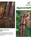 Squirrel Proof Bird Feeder With Weight Activated Perches, Heavy Duty Metal Outdoor Hanging Feeder, Antique Copper Finish with squirrel.
