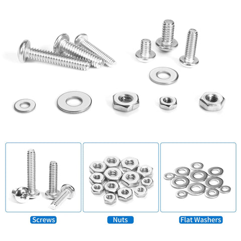 All In One 720 Piece Stainless Steel Machine Screw Set With Phillips Pan Head Nuts Bolts And Flat Washers In Durable Case