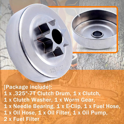 325 Inch Clutch Drum Sprocket Oil Pump Kit For Stihl 021 023 025 MS230 MS250 Chainsaw All-In-One Kit with clutch and accessories
