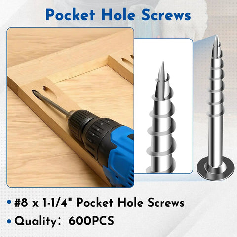 Interior Pocket Hole Screws One And A Quarter Inch Number Eight Square Drive Washer Head Zinc Plated Coarse Thread