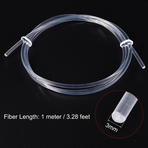 MECCANIXITY PMMA side-glow fiber optic cable, 3 mm diameter, 1 m length, clear plastic for LED light guides
