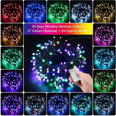 300 LED Color Changing Christmas Lights 98ft Outdoor String Lights With Remote And Timer 17 Colors Including Dual Color Modes