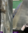 Comparison of steel surface before and after using 12 Pack 4.5 Inch Strip Discs With 5/8-11 Thread For Angle Grinder.