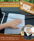 Using 3in1 Leather Cleaner Wipes Extra Large 8x10 For Car And Home Leather Care Heavy Duty Refresh Removes Dirt Oil Stains 70 Count