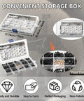 Top Shelf M3 Hex Socket Head Cap Screw Assortment Kit Packing 600 tough bolts in a clear storage box, featuring dividers and labeled compartments.