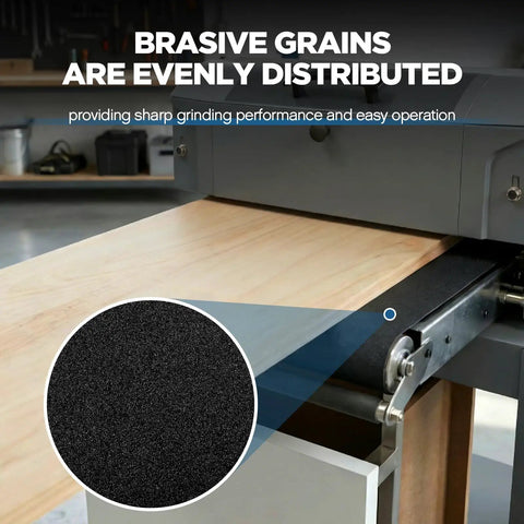 Heavy Duty Silicon Carbide Drum Sander Feed Belt 23X62 Inches 100 Grit with abrasive grains on a sander
