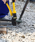 Heavy Duty 8 Ton Hydraulic Rebar Cutter For 5/8 Inch Steel Bar Manual Bolt Chain Shear Tool being used on rebar at a construction site.