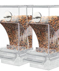 Hassle Free Automatic Bird Feeder With No Mess Clear Acrylic Bowl And Smooth Cage Mount For Parrots Canaries Cockatoos No Sweat Setup Foraging Snack Station 2 Pack with seeds