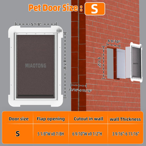 Rugged Steel Wall Mount Pet Door With Three Flexible Flaps And Secure Slide Lock Panel Warm Insulated Entryway for small pets
