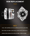 Nissan Alternator Replacement 12V 130A For Altima 2007 2010, Maxima 2009 2010, Murano 2009 2014, Quest 2011 2017 shown front and side view