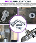 Twenty Piece M4 Metric Carbon Steel Rivet Nuts Kit With White Zinc Plating, multi grip bulbed shank flat head threaded insert nuts
