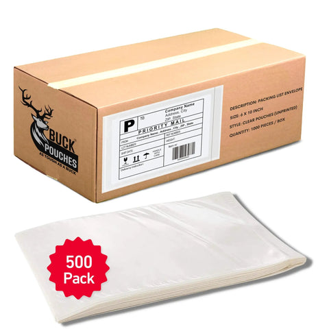 Clear Self Adhesive Shipping Label Sleeves 6x10 Inch Packing Slip Pouches Waterproof Envelopes 500 pack in box