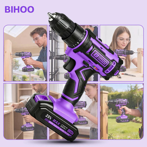 20V Cordless Drill With Fast Charging Battery And Keyless Chuck Purple built like a tank for home DIY tasks and repairs.