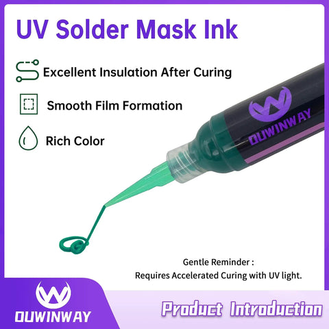 2 Pack UV Curing Solder Mask Ink For PCBs Green Solder Mask BGA Solder Resist Ink shown in syringe