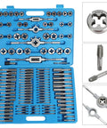 110 Piece Metric And SAE Tap And Die Set For Metalworking With Beefy Alloy Steel Titanium Tools Precision Taps And Dies in case