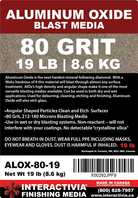 80 Grit Aluminum Oxide Sand Blasting Media, 19 Lbs Bag, Beast Pro Grade Medium Grit For Blasting Cabinets And Guns