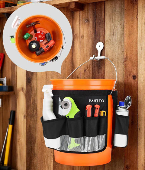 Bucket Tool Organizer For 3.5 To 5 Gallon Buckets, Waterproof Exterior Caddy With Mesh Pocket holding tools