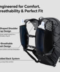 Lightweight Hydration Backpack For Runners With 12L Capacity, Breathable Mesh Back Panel, Two 500ml Soft Flasks on sides