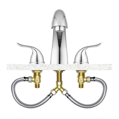 Elegant Widespread Roman Tub Faucet With Chrome Plated Finish Winged Two-Lever Handles For Quick Temp And Flow Control Aerated Stream