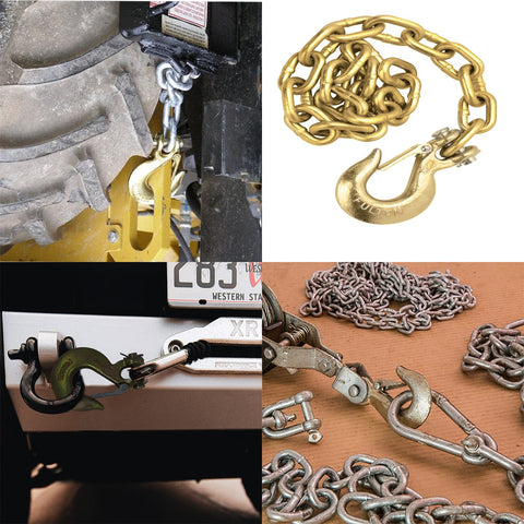Three Eighths Inch Clevis Slip Hook With Latch Forged G70 Steel Chain Hook For Deck Haulers And Receiver Hitches Trailers
