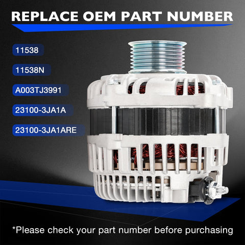 Drop In 12V 150A Alternator Replacement For Murano 2015 2017 Pathfinder 2013 2017 Infiniti QX60 Side View