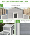 66.5 Inch Large Wooden Chicken Coop With 2 Nesting Boxes, Ramp, Sliding Tray And Waterproof Roof, gray solid pine wood