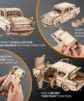 Harry Potter Flying Ford Anglia 3D Puzzle Kit For Adults With Spring Drive DIY Flying Car Model, wooden build with ejecting doors