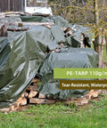 Heavy Duty Waterproof Tarp 8x10 Ft With Reinforced Edges Covering Firewood Outdoors