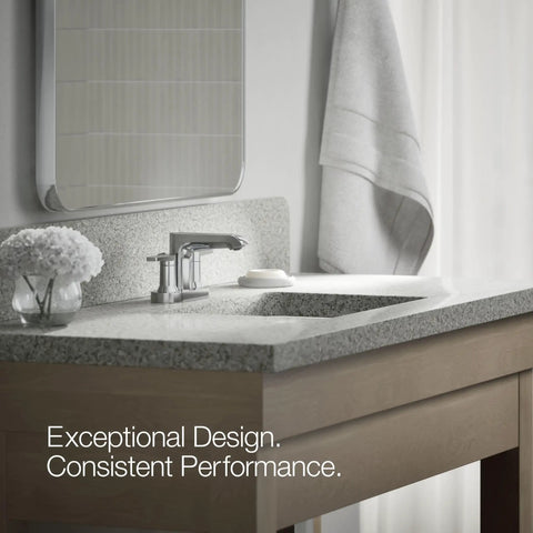 Two-Handle Hint Centerset Bathroom Sink Faucet In Polished Chrome, 1.2 GPM, corrosion-resistant, ceramic disc valves, modern style