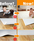 Comparison of rug corners before and after using Non Slip Rug Tape For Hardwood Floors And Tiles, 8 Pcs Double Sided Adhesive Carpet Grippers