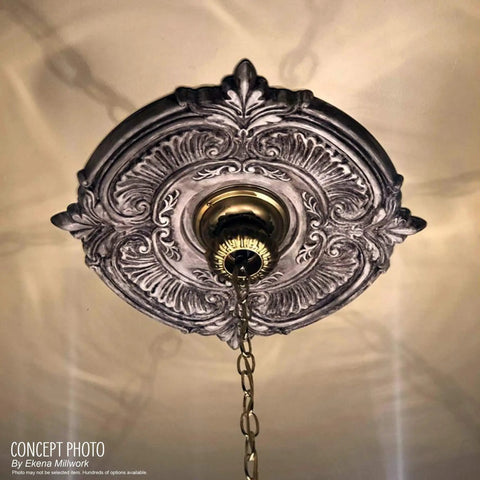 Attica Thermoformed PVC Ceiling Medallion Fits Canopies Up To Five And Five Eighths Inches, intricate design view