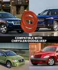 15 Pc Oil Drain Plug Crush Rubber Washer Gasket Seal Kit 14mm Replacement For Mopar Vehicles 2003 To 2023 shown with compatible Chrysler, Dodge, Jeep models