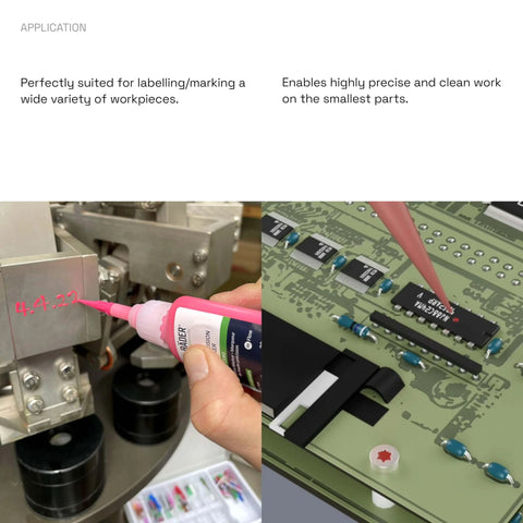 Applying Torque Sealant Tamper Proof Indicator Marker Red 20ml on gears and circuit board for high precision sealing