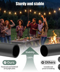 Outdoor String Light Poles 2 Pack 10 Ft Tall Ground Insertion Poles for parties with stable spiral anchors, shown in backyard setting.