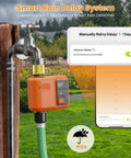 WiFi Water Timer For Garden Hose Smart Sprinkler Controller With 984 Feet Long Range Solid Wall Penetration App And Remote Control Voice Control Rain Delay Manual Mode One Outlet Irrigation System