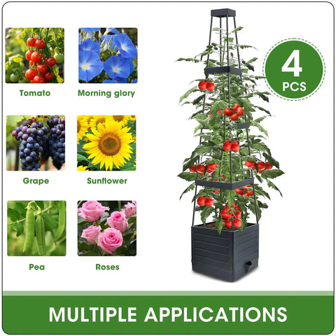 Self Watering Tomato Planter Boxes With Trellis Outdoor Garden Bed 57 Inch Tall Raised Planters with tomato and plant options