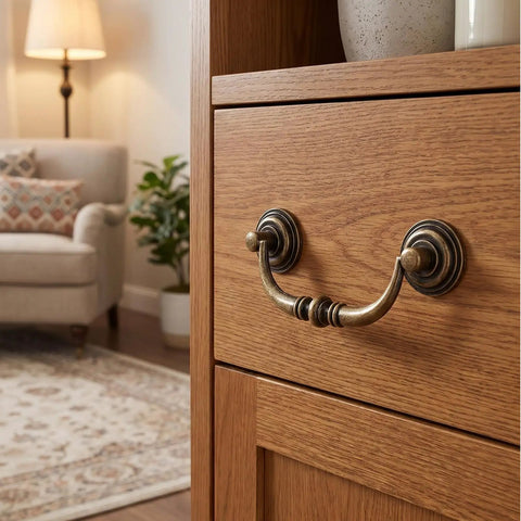 Vintage Drop Bail Bronze Drawer Pulls 3.5 Inch Center Hole 2 Pack Cabinet Handles For Dressers Cupboards Wardrobes And Kitchen
