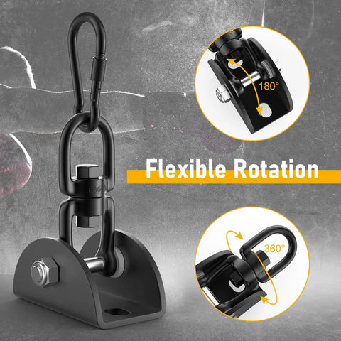 Beefy Heavy Duty Hammock Hanging Kit With 1200 Pound Capacity And 360 Degree Swivel showcasing flexible rotation feature